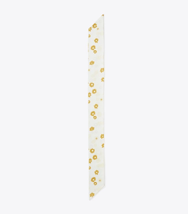 TORY BURCH MEADOW FLORAL SILK RIBBON TIE - Gold