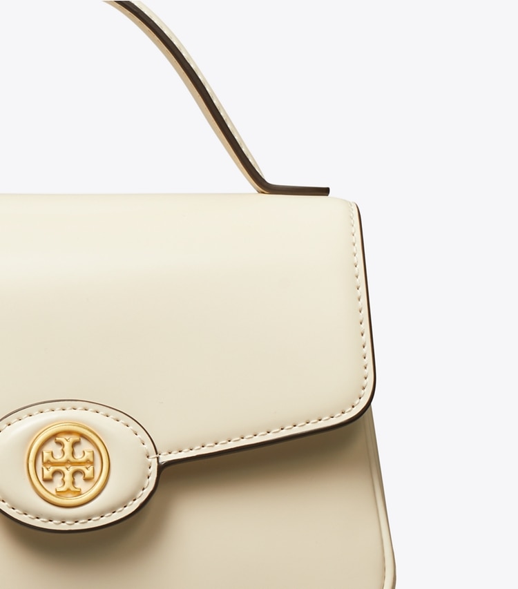 TORY BURCH SMALL ROBINSON SPAZZOLATO TOP-HANDLE BAG - Light Cream