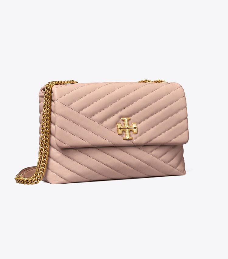 TORY BURCH KIRA CHEVRON CONVERTIBLE SHOULDER BAG - Devon Sand