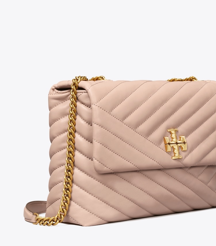 TORY BURCH KIRA CHEVRON CONVERTIBLE SHOULDER BAG - Devon Sand