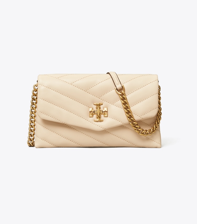 TORY BURCH KIRA CHEVRON CHAIN WALLET - New Cream