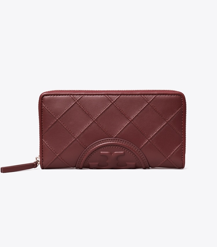 TORY BURCH FLEMING SOFT ZIP CONTINENTAL WALLET - Muscadine