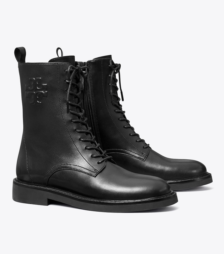 TORY BURCH DOUBLE T COMBAT BOOT - Perfect Black