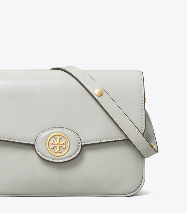 TORY BURCH ROBINSON SPAZZOLATO CONVERTIBLE SHOULDER BAG - Light Granite