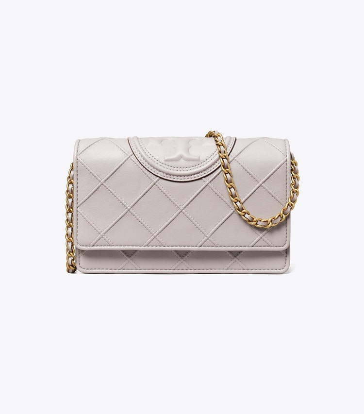 TORY BURCH FLEMING SOFT CHAIN WALLET - Bay Gray