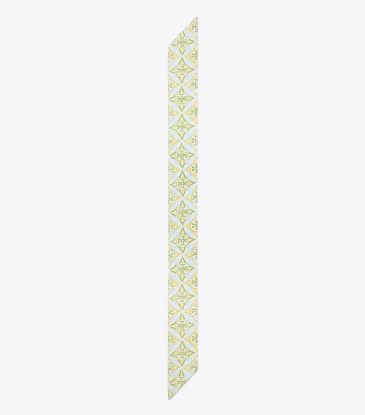 TORY BURCH MOSAIC MONOGRAM DOUBLE-SIDED SILK RIBBON TIE - Mosaic Crisp Blue - Click Image to Close